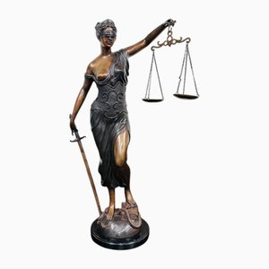 Statue of Lady Justice, 1920s-1940s, Bronze with Marble Base