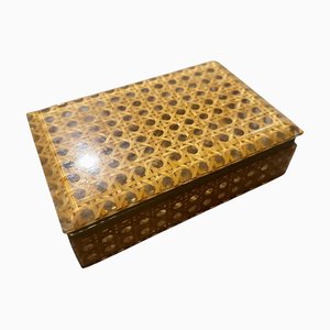 Rectangular Box in Acrylic Glass and Vienna Straw, 1980s