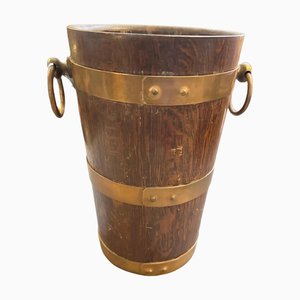 Vintage French Art Deco Oak and Copper Wine Cooler by Geraud Lafitte, 1940s