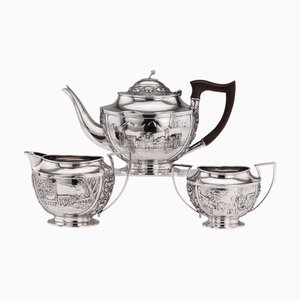 Service à Thé Trois Pièces Antique en Argent de Reed & Barton, Inde, 1900, Set de 3