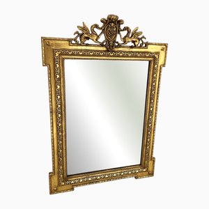 Louis XVI Style Mirror in Wood and Gilded Stucco, 19th Century