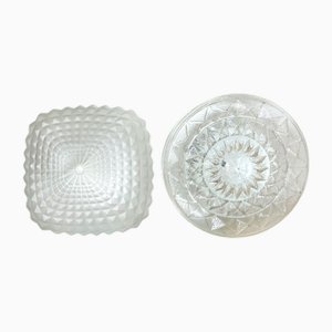 Plafonniers en Verre Clair et Givré, 1990s, Set de 2