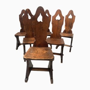 Brutalist Wood Chairs, 20th Century, Set of 6