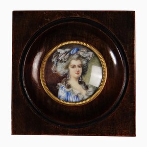 Portrait Miniature Peint à la Main de la Duchesse de Coutances par Labille-Guiard, 19ème Siècle