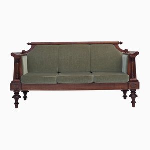 Canapé Trois Places Vintage en Velours et Bois de Frêne, Danemark, 1930s