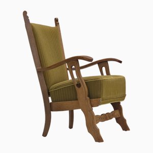 Sedia vintage in tessuto di lana e quercia, Scandinavia, anni '70