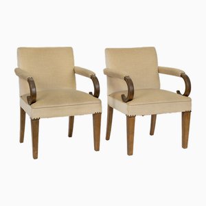 Art Deco Armchairs in Velvet, 1930, Set of 2