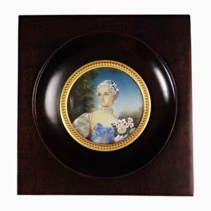 Portrait Miniature Peint à la Main de la Duchesse de Coutances par Labille-Guiard, 19ème Siècle