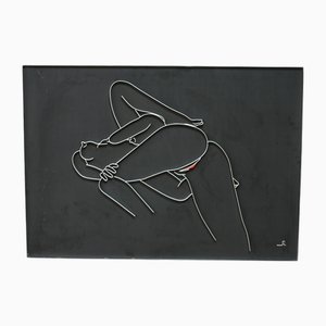 Artiste français, Blades on a Black Background, 1979, Aluminium & Bois, Encadré
