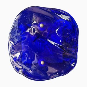 Blaue Wandlampe aus mundgeblasenem Muranoglas, 1970er