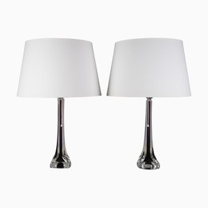Tischlampen aus Geformtem Glas von Paul Kedelv für Flygsfors, 1950er, 2er Set