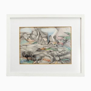 Helena Ribeiro, Scène Abstraite, Dessin sur Papier, 1987