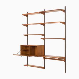 Console Murale en Teck avec Bureau Caché par Kai Kristiansen pour FM Mobler, Danemark, 1960s