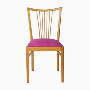 Chaise de Salle à Manger Vintage Magenta Rembourrée en Hêtre, Allemagne, 1970s