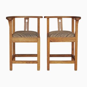 Set of Oak Corner Chairs in the style of Liberty & Co, 1920s