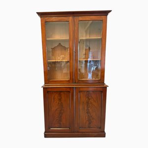 Antique Victorian Figured Mahogany Bookcase, 1860