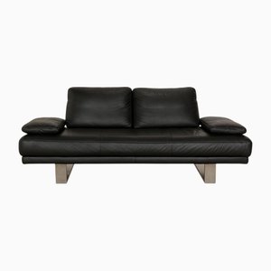 6600 Three-Seater Black Sofa in Leather from Rolf Benz