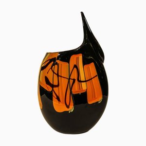 Murano Glass Vase with Abstract Theme Decor by Afro Celotto, 2000s