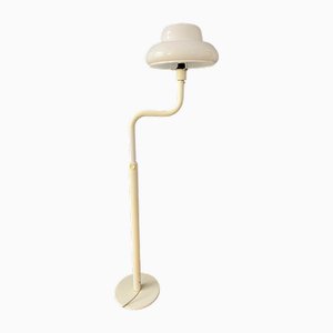 Lampada da terra Mid-Century moderna a fungo con paralume in vetro acrilico bianco
