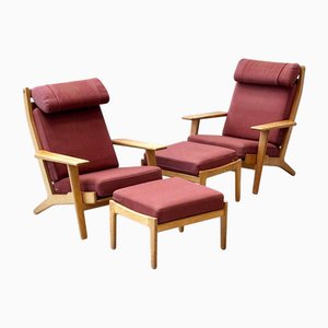 High Armchair with Ottoman GE290 Series by Hans J. Wegner for Getama