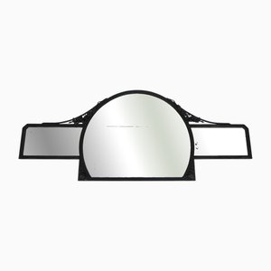 Art Deco Mirror with Faceted Cut Glass in Steel Frame, 1930s