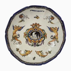 19th Century Renaissance Model Deep Dish in Earthenware from Gien, 1890s