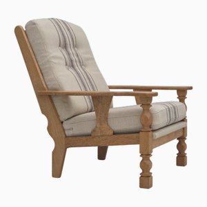 Poltrona vintage in lana e quercia, Danimarca, anni '70