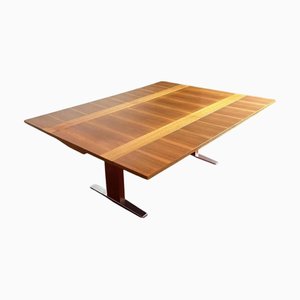 Vintage Extendable and Height-Adjustable Coffee Table in Wood Veneer and Chrome, Germany, 1970s