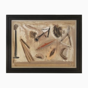 Mario Francesconi, Abstract Composition, 1970s, Mixed Media on Cardboard