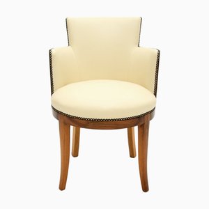 Fauteuil Art Déco en Noyer et Cuir, 1930