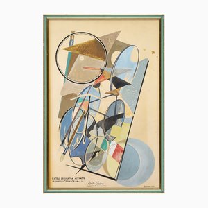Silvio Polloni, Abstract Decorative Synthesis of the Donatello Prize, 1950s, Artwork on Paper