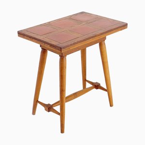 Vintage Wooden Side Table with Terracotta Top, 1960s