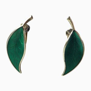 Mid-Century Sterling Silver and Enamel Ear Clips from David Andersen, 1950s, Set of 2