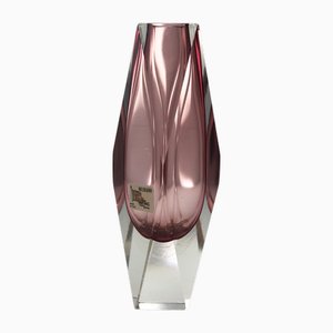 Italian Murano Thick Faceted Sommerso Glass Vase by Flavio Poli for Alessandro Mandruzzato, 1970s