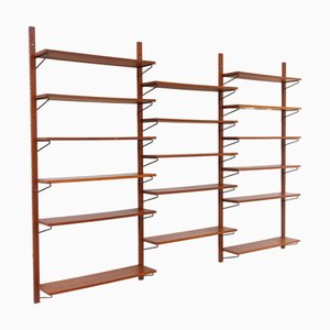 Wandmontiertes dänisches Vintage Teak Regalsystem, 1960er