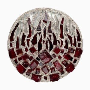 Mid-Century Modern Brutalist Glass and Concrete Wall Lamp, 1960s
