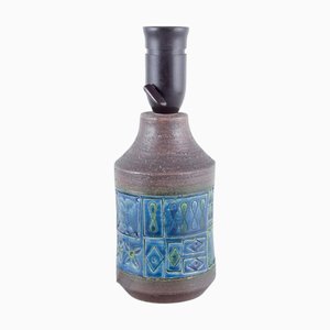 Small Table Lamp in Glazed Ceramic with Geometric Pattern by Aldo Londi for Bitossi, 1970s