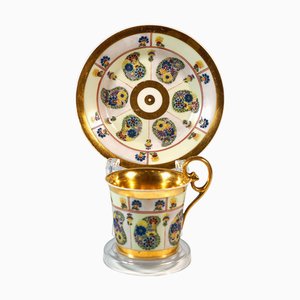 Tasse Impériale Viennoise en Porcelaine avec Décoration Florale Stylisée, 1821, Set de 2