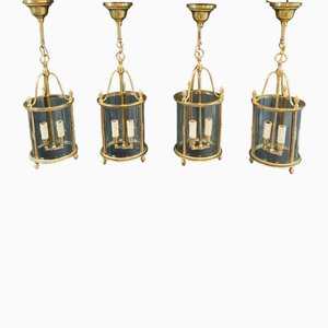 Lanterne rotonde in bronzo in stile neoclassico attribuite alla Maison Jansen, set di 4