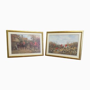 Scènes de Chasse, Grands Tirages Colorés, 1920, Set de 2