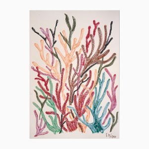 Romina Milano, Red Marine Flora, 2025, Mixed Media on Paper