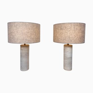 Italian Table Lamps in Travertine, Set of 2