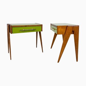 Green Nightstands in Wood and Glass, Italy, Set of 2
