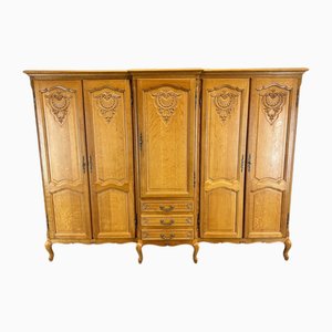 Louis XV French Oak Carved 5 Door Wardrobe