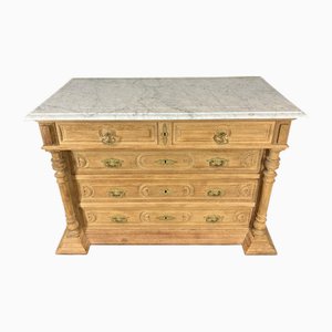 Commode en Chêne avec Plateau en Marbre, France
