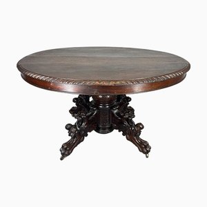 French Carved Oak Oval Coffee Table