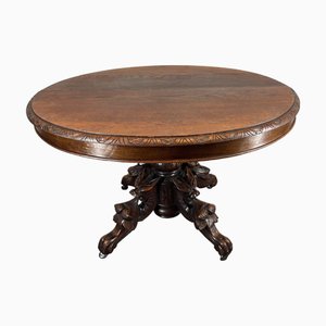French Carved Oak Oval Coffee Table