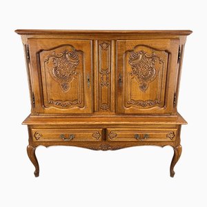 Vintage French Louis Style Oak Carved Cabinet