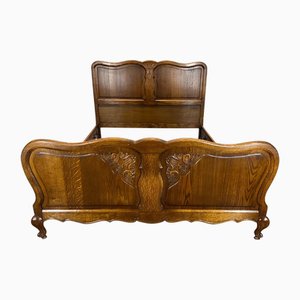 Vintage Louis XV French Oak Double Bed