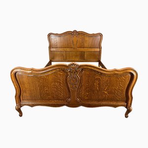 Vintage Louis XV Double Bed Frame in Oak